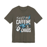 Fueled By Caffeine and Chaos Funny Dad T-Shirt