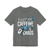 Fueled By Caffeine and Chaos Funny Dad T-Shirt