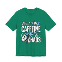 Fueled By Caffeine and Chaos Funny Dad T-Shirt