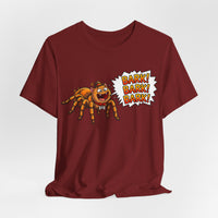 Barking Tarantula T‑Shirt — Funny Spider Cartoon Saying "Bark! Bark! Bark!"