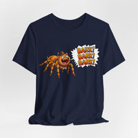 Barking Tarantula T‑Shirt — Funny Spider Cartoon Saying "Bark! Bark! Bark!"