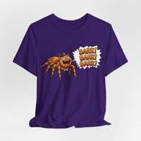 Barking Tarantula T‑Shirt — Funny Spider Cartoon Saying "Bark! Bark! Bark!"